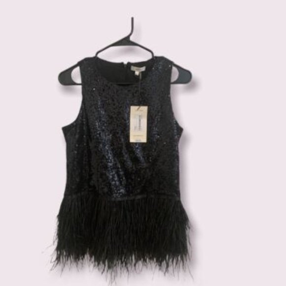 NWT Tyler Boe Sequin Feather Top - Picture 6 of 8